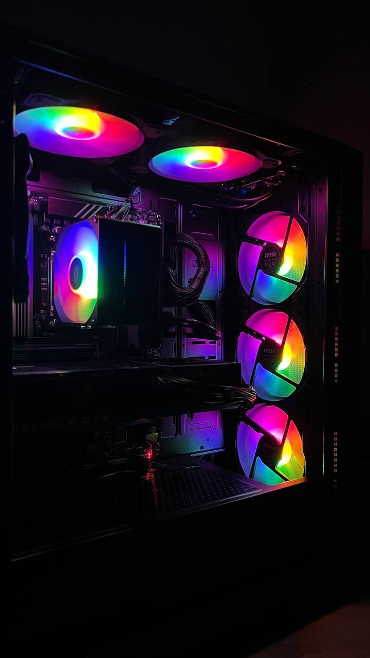 Black gaming PC with RGB fans